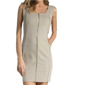 T by Alexander Wang Beige Sleeveless Mini Dress with Front Zip